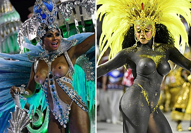 Odhalená poprsí, dokonalé křivky a masky. To nejlepší z karnevalu v Riu